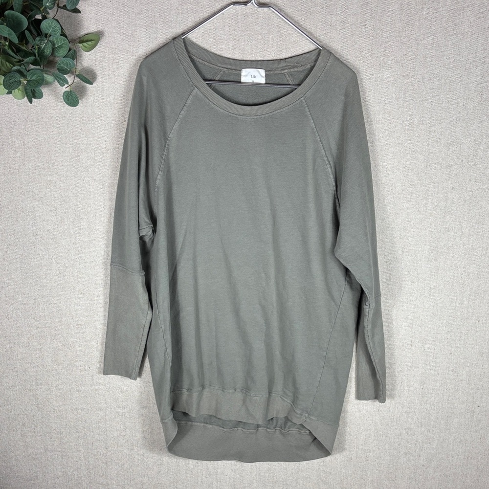 T.La > Olive Green Oversized Crew Neck Sweatshirt Small